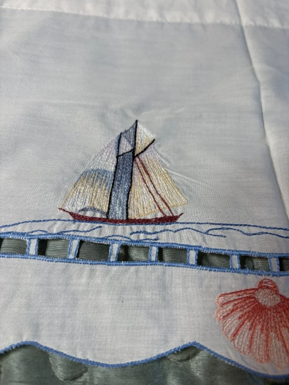 Vintage Nautical Sailboat and Lighthouse Curtains, Valance & Swags, set of 5